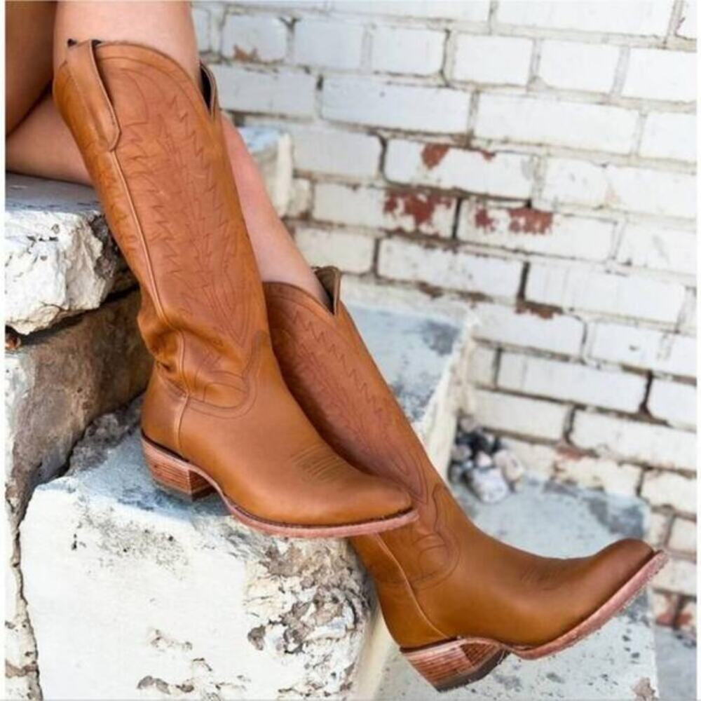 BLACK STAR Eden Tall‎ Western Cowboy boots in caramel Size 11 B New